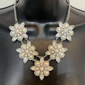 Silver and pearl statement necklace
